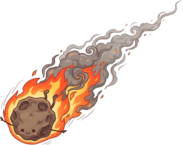 Mateo el Meteoro cayendo del cielo con su cola de fuego