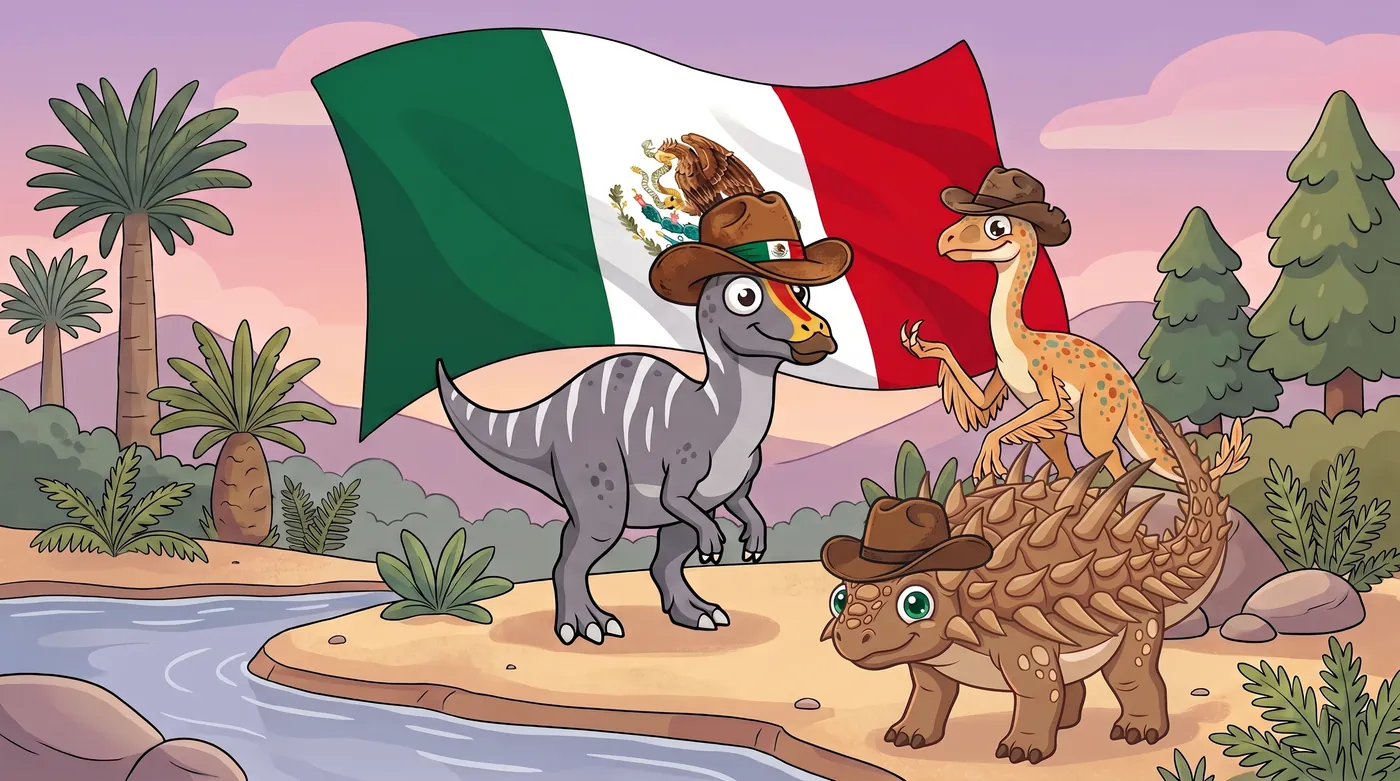 Ilustración de la canción ¡Los Mexidinos! de Dony y los Dinos