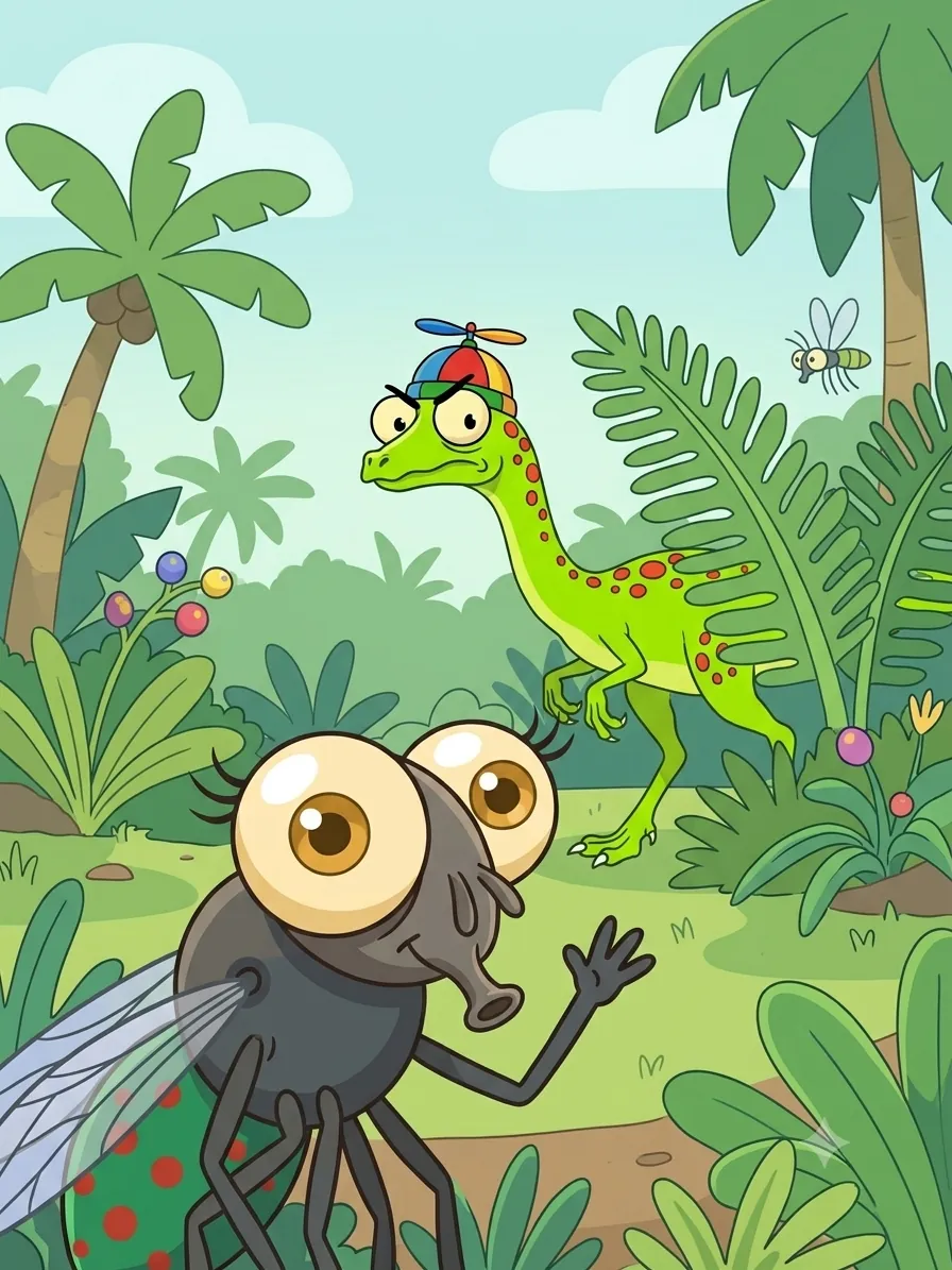 Ilustración de la canción La Mosca Moni de Dony y los Dinos
